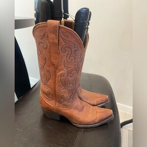 Cavenders Boots Women Brown Leather Snip Toe Pull On Western Rodeo Size 7 B